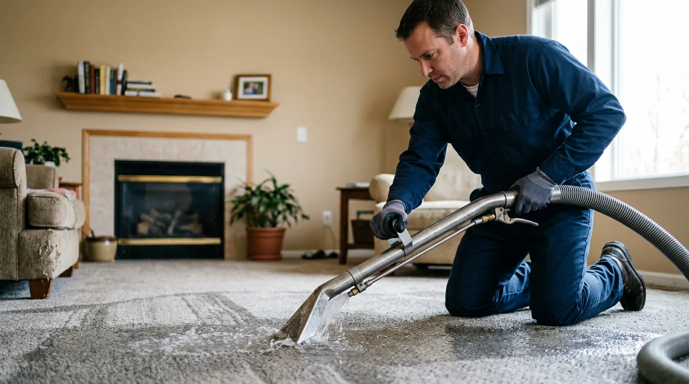 Water damage restoration technician working near Minter, AL